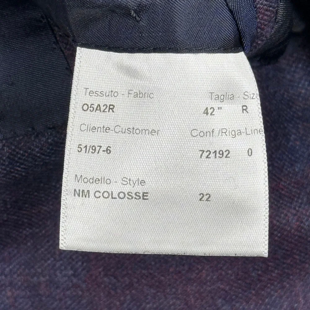 Brioni Colosseo Flannel Wool Sport Coat Men 42R Purple Plaid Blazer Jacket Italy